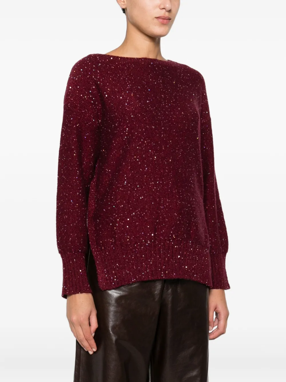 Marella Ennio Glitter-embellished Jumper In Burgundy