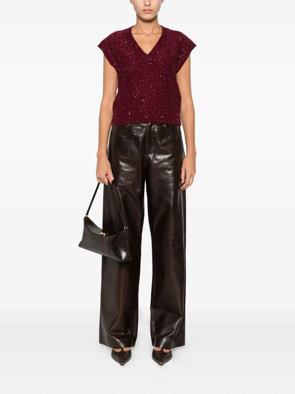 Marella glitter-embellished v-neck knitted top | Knitted Tops | Image 2