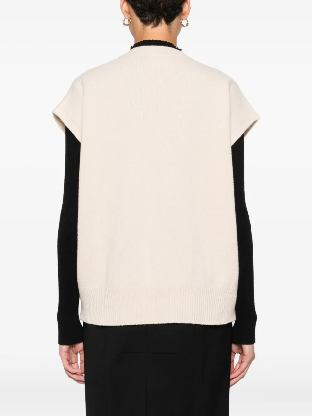 Marella Mouwloze top met V-hals Beige