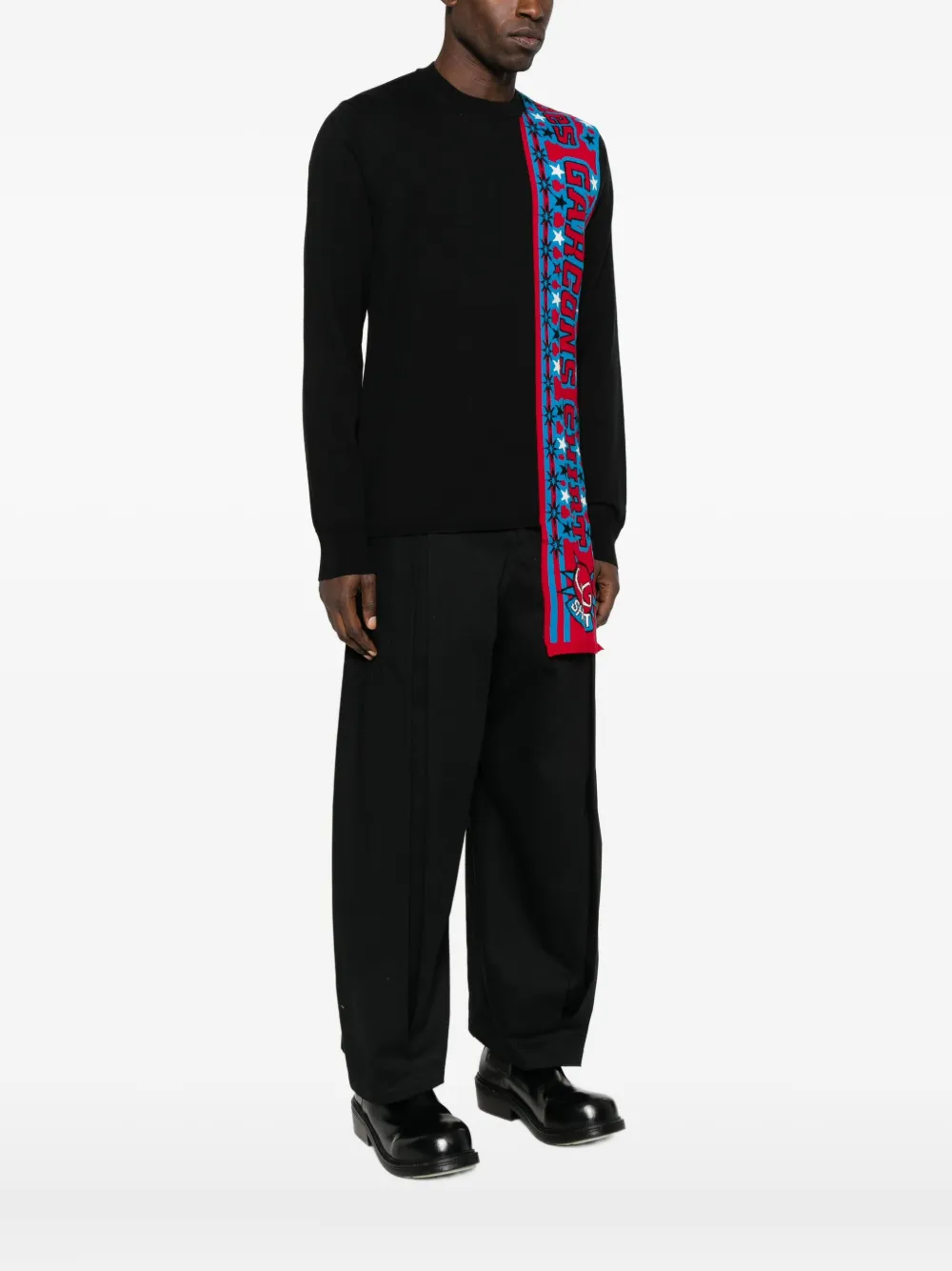 Comme Des Garçons Shirt Intarsia Pullover Sweater In Black