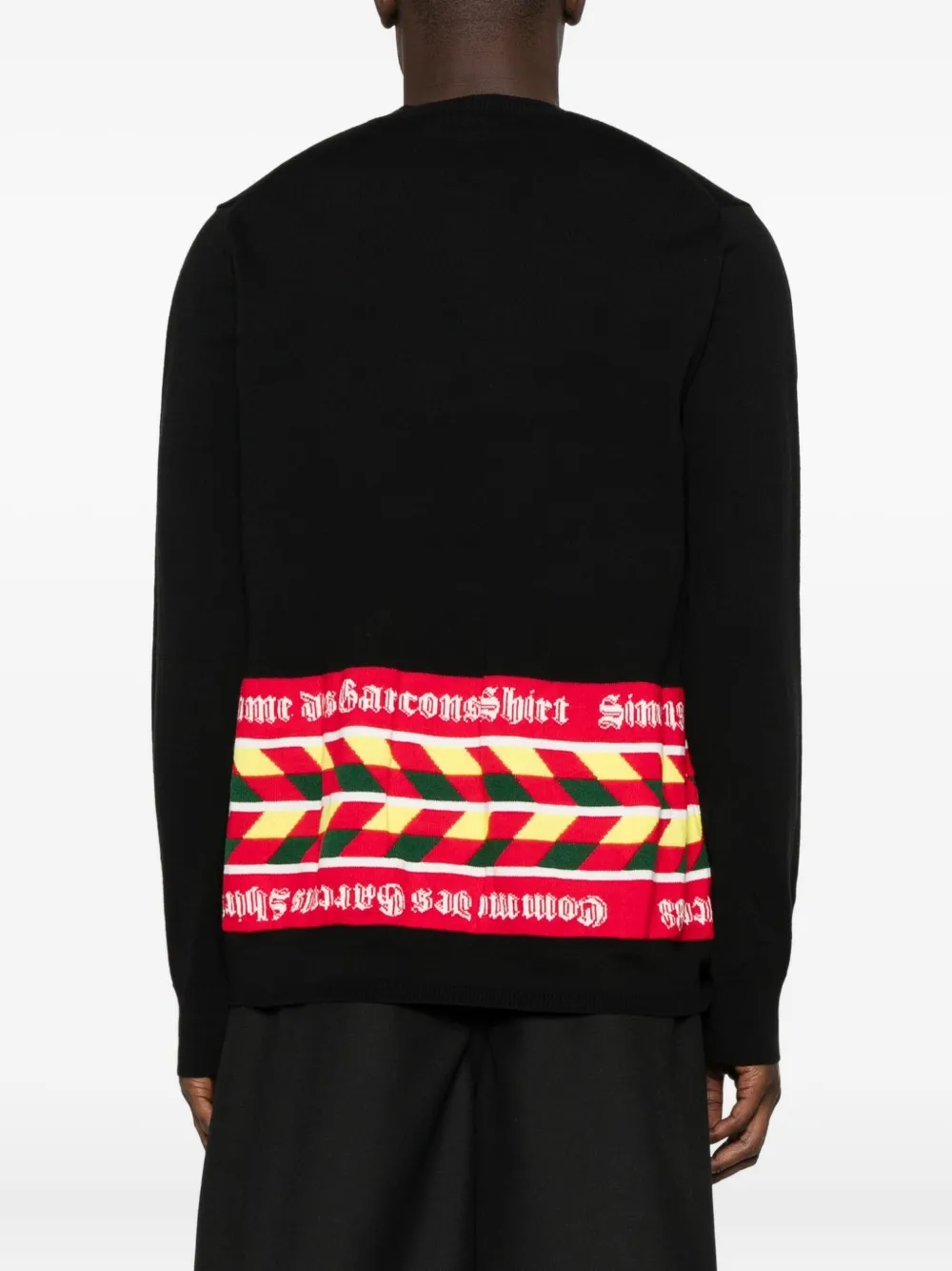 Comme Des Garçons Shirt Geometric-pattern Crew-neck Sweater In Black