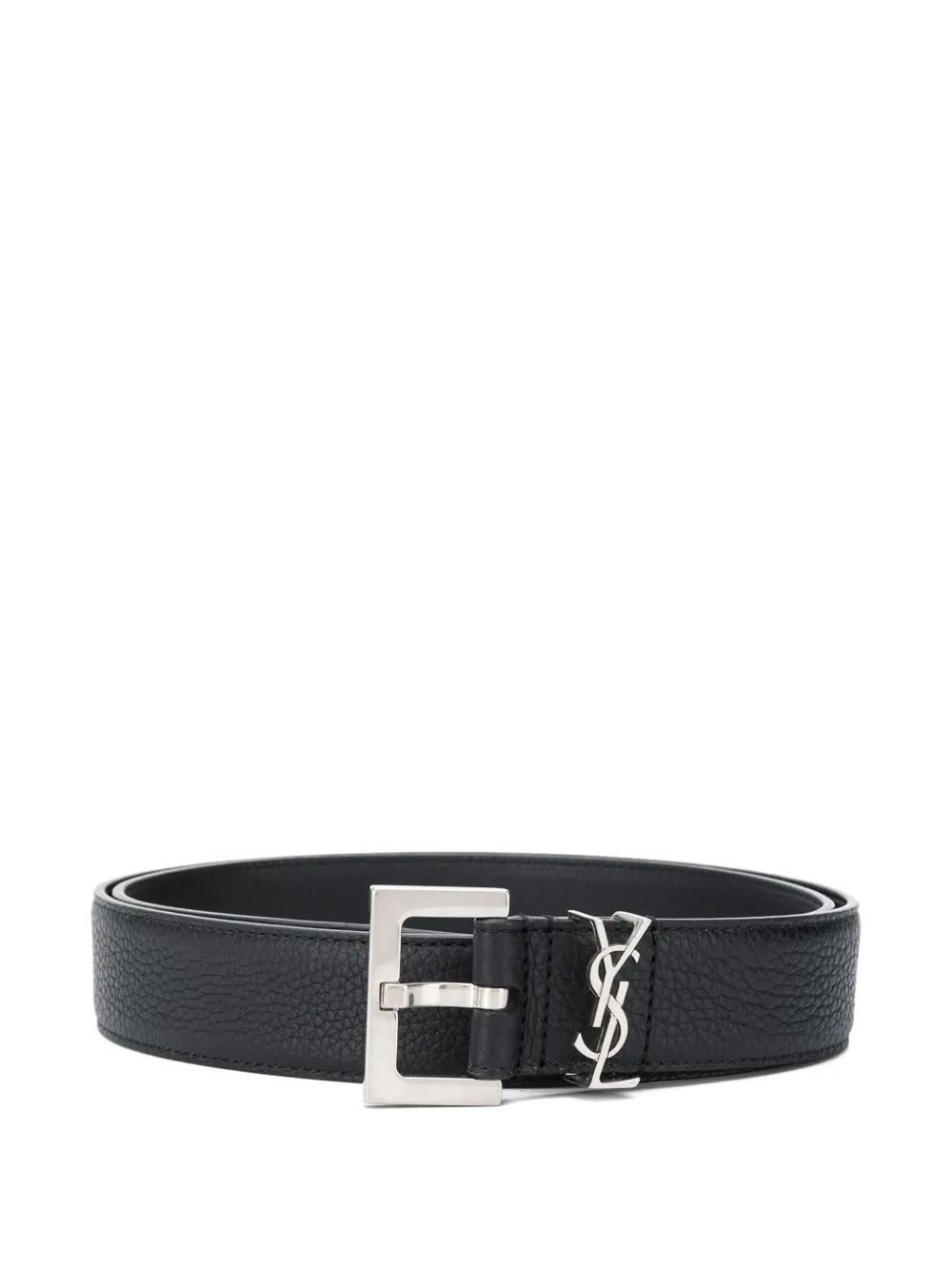 Saint Laurent Cassandre Leather Belt In Black
