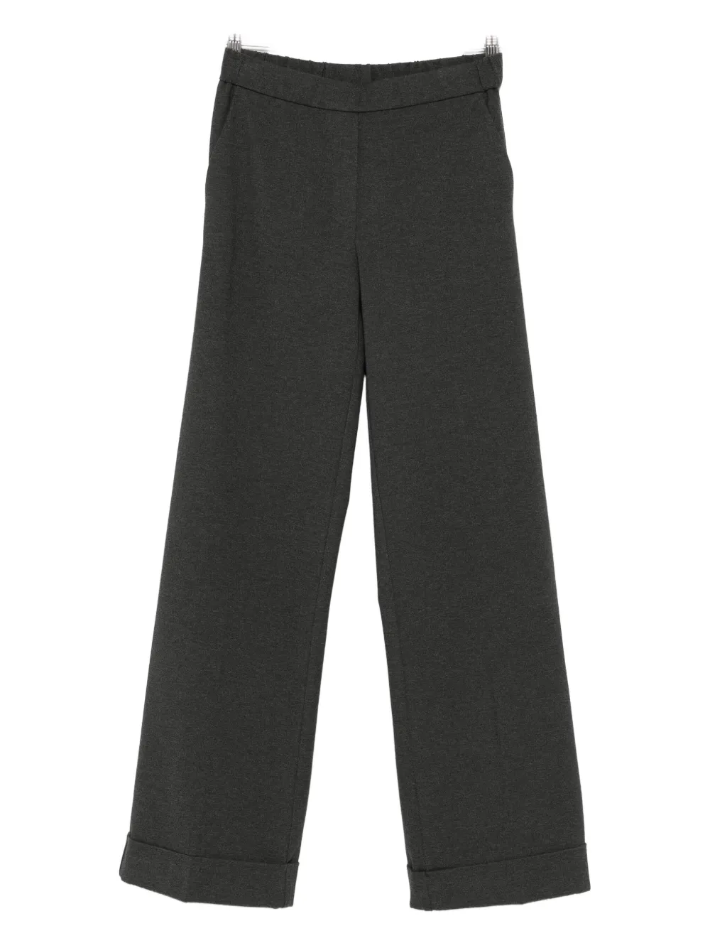 Le Tricot Perugia Elasticated-waistband Wide-leg Trousers In Gray