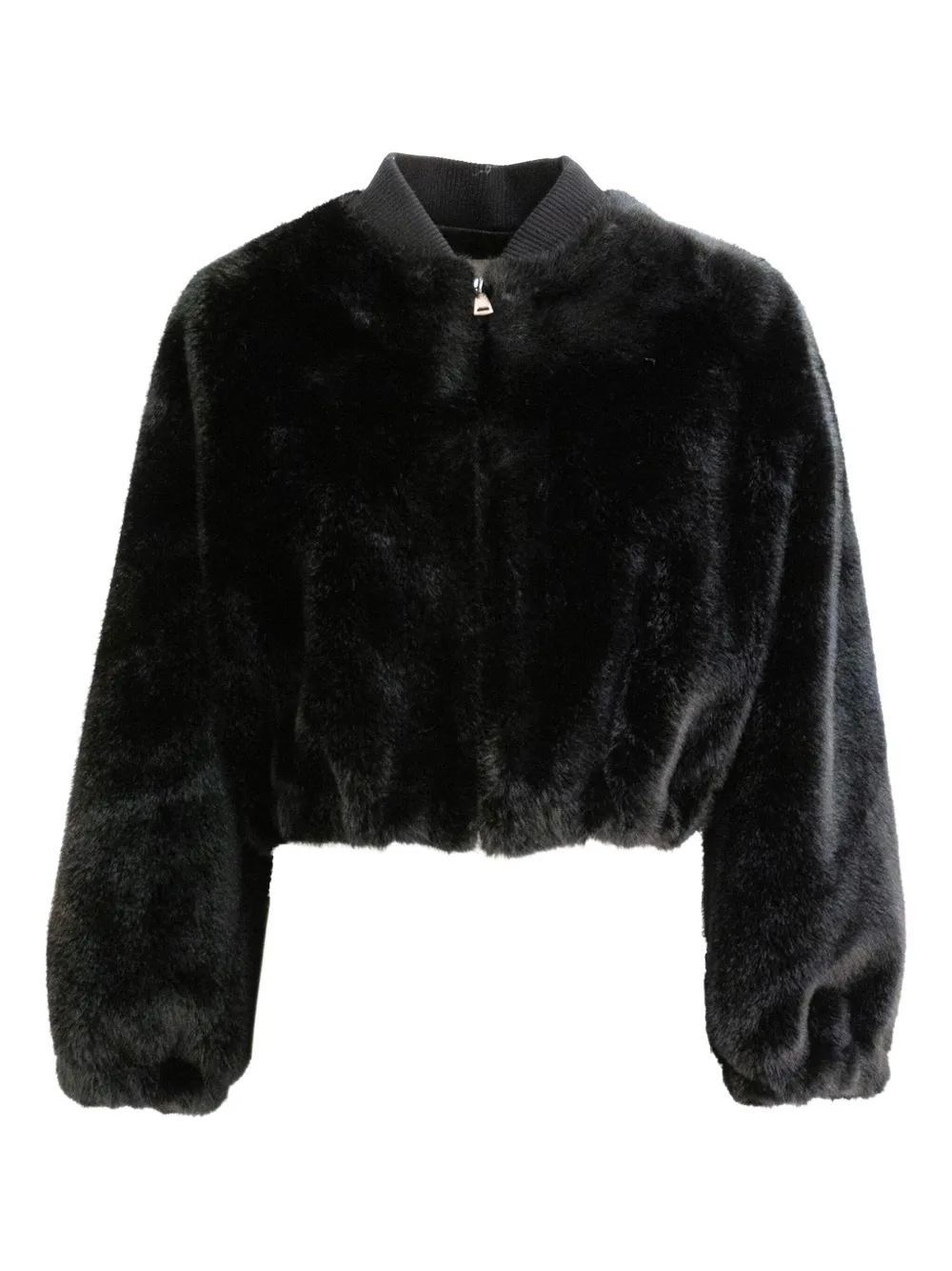 VALENTINI 1972 long-sleeve faux-fur bomber jacket | Black | Image 1