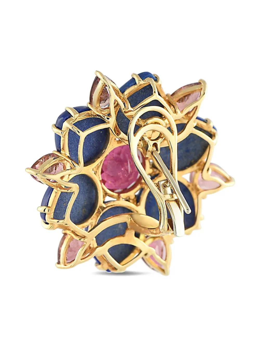 LB Exclusive 18K yellow gold multi-stone flower earrings | Image 2