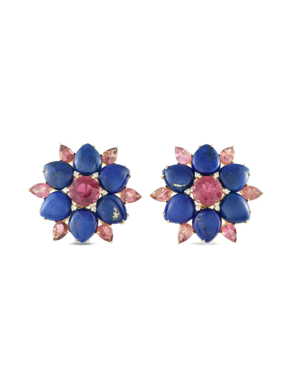 LB Exclusive 18K yellow gold multi-stone flower earrings | Gold | Image 1