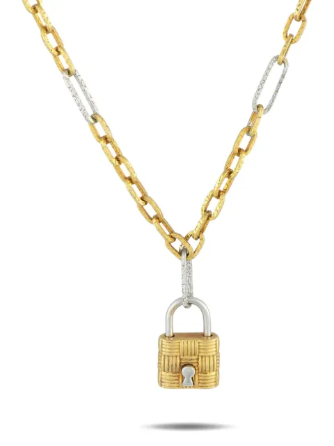 Roberto Coin Pre-Owned قلادة 'بادلوك' ذهب أصفر وأبيض عيار 18