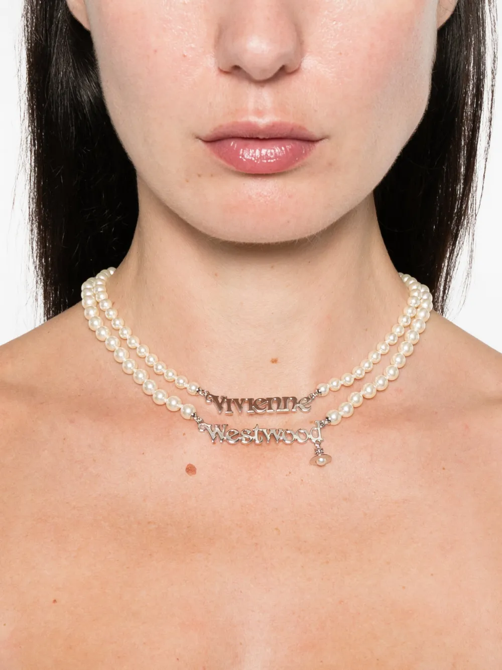 Vivienne Westwood Amelia logo necklace - Zilver