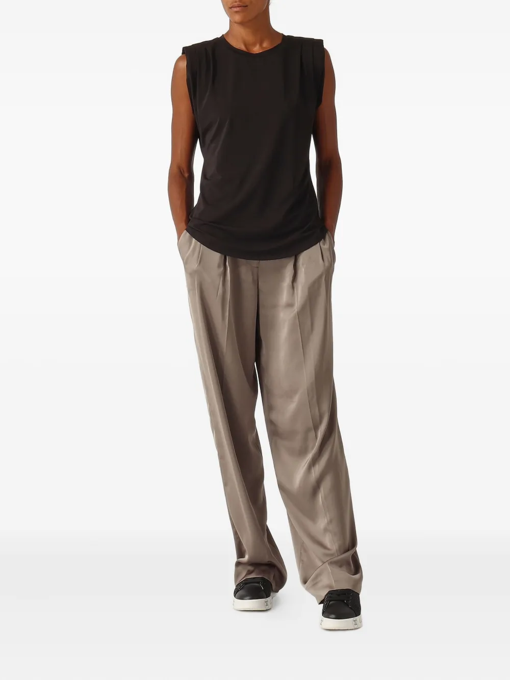 Michael Michael Kors Shoulder Pad Top In Black