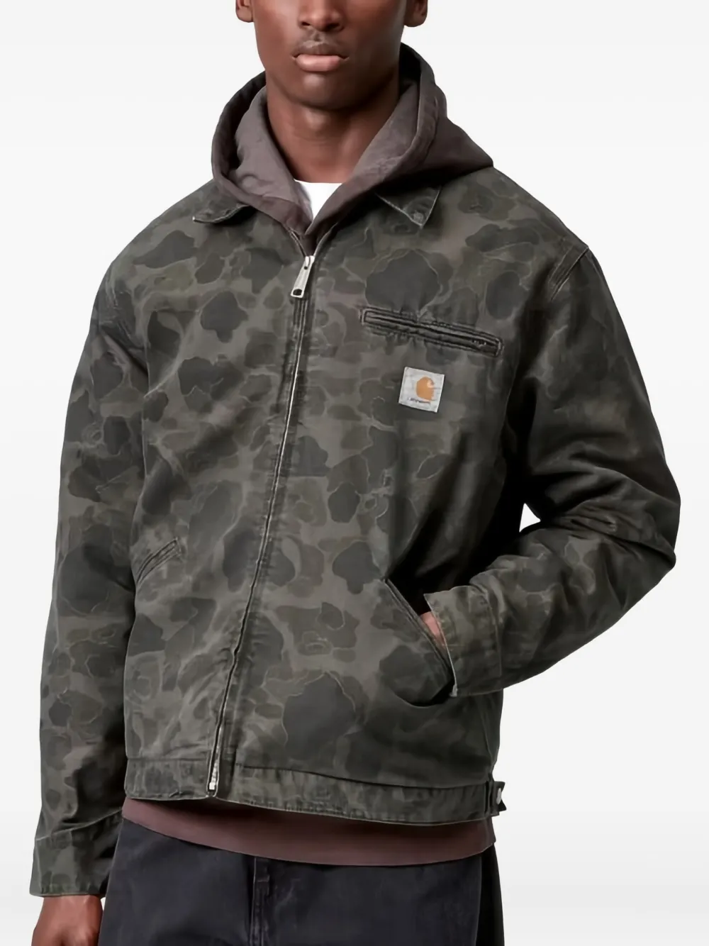 Carhartt Duck Detroit Camouflage-print Jacket In Brown