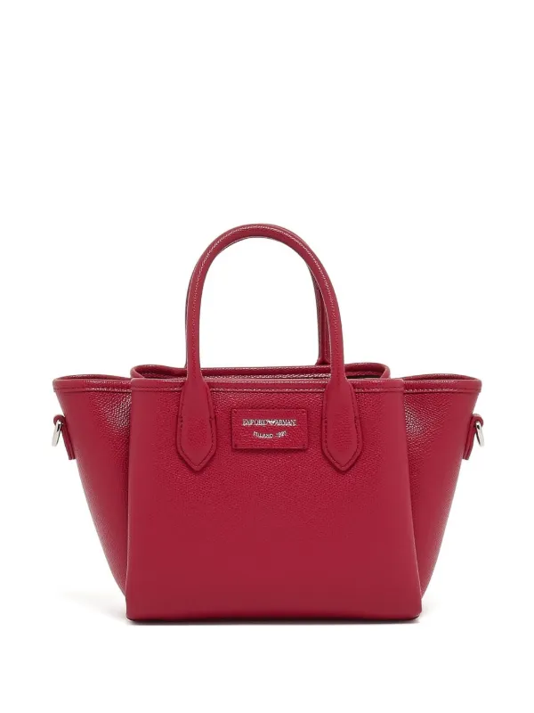 極美品　エンポリオアルマーニ　トートバッグ レザー　シボ革　レッド　赤 Emporio Armani レザーサッチェルバッグ | レッド | FARFETCH JP