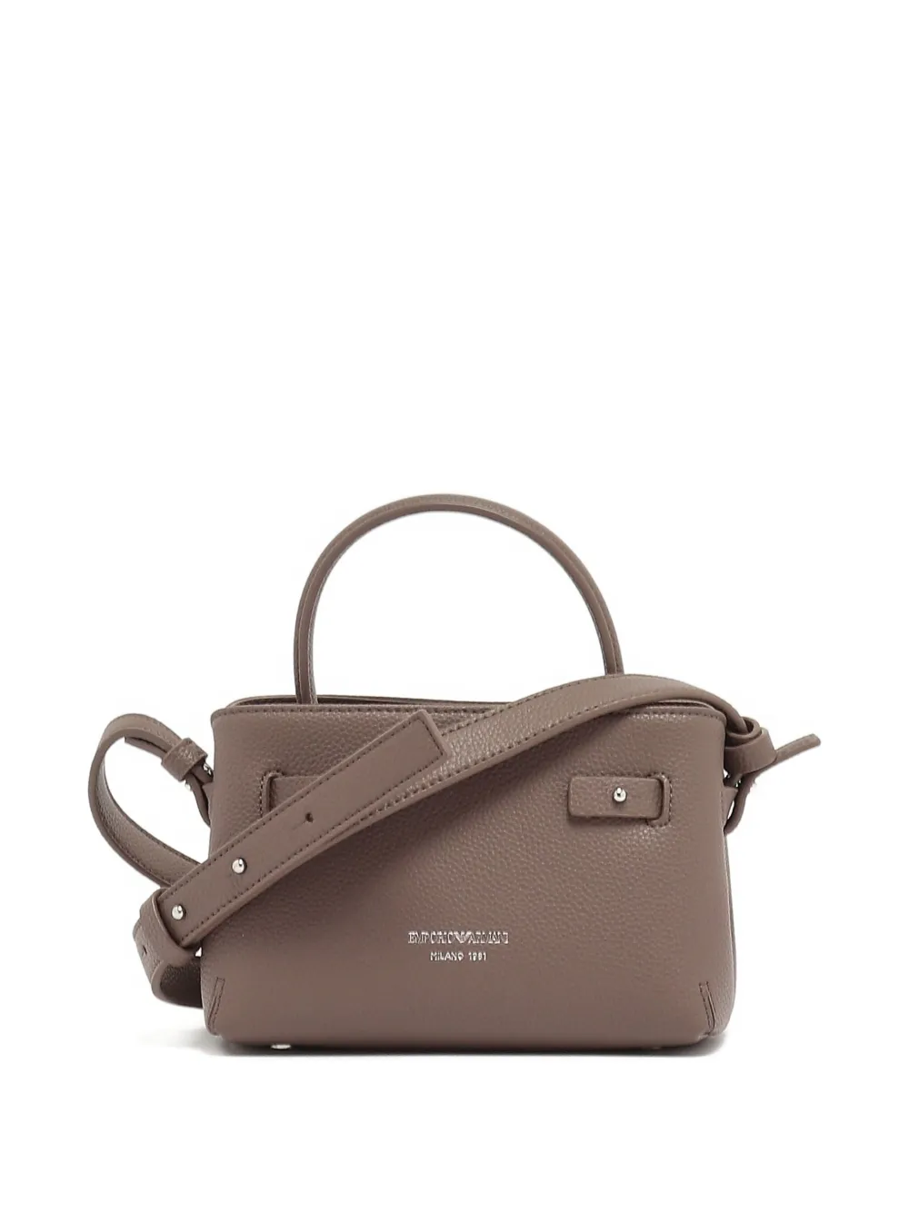 Emporio Armani Knotted Top-handle Satchel In Neutral