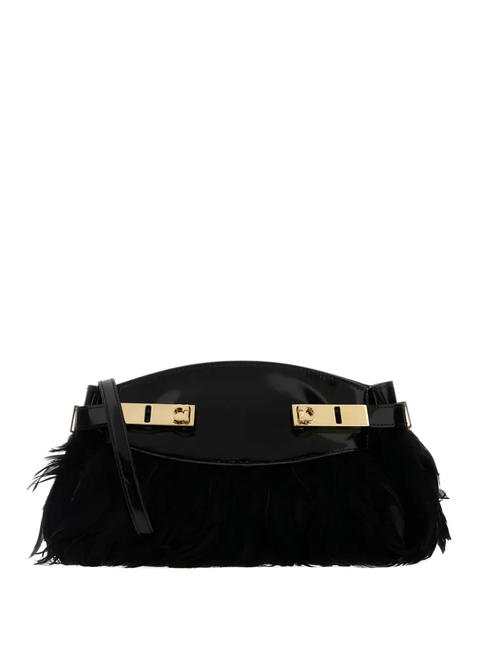 Ferragamo leather feather clutch | Black | Image 1