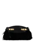 Ferragamo leather feather clutch - Black