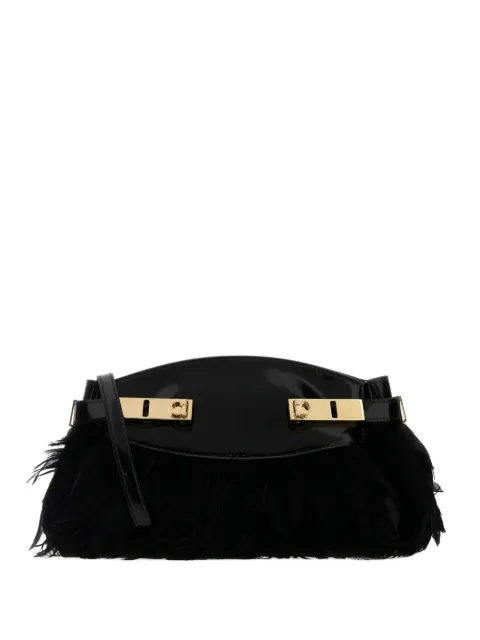 Ferragamo leather feather clutch
