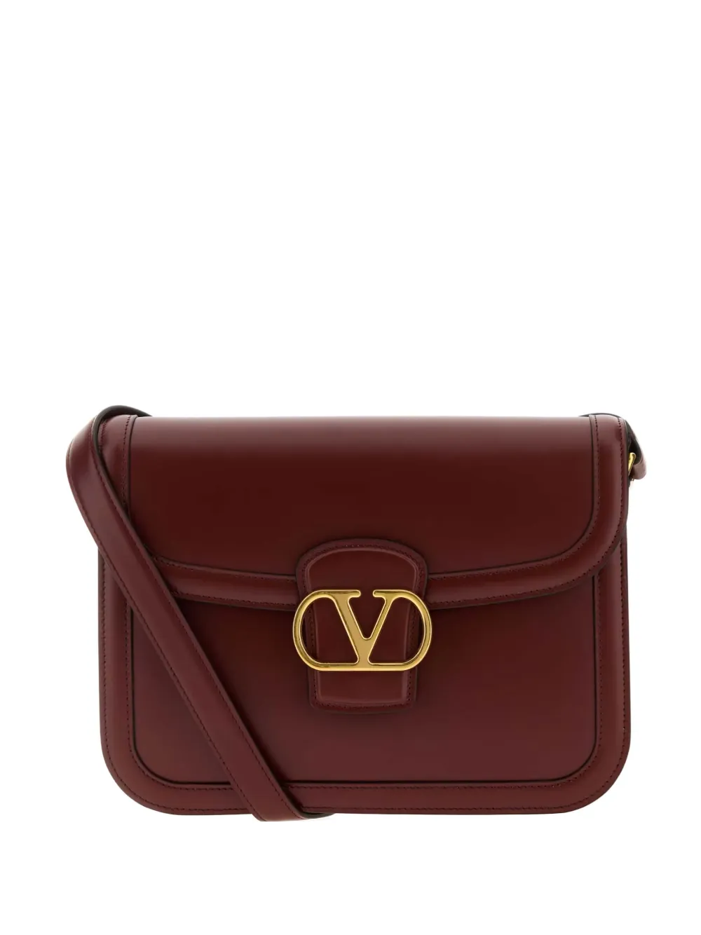 Valentino 9to5 Foldover Top Shoulder Bag In Burgundy