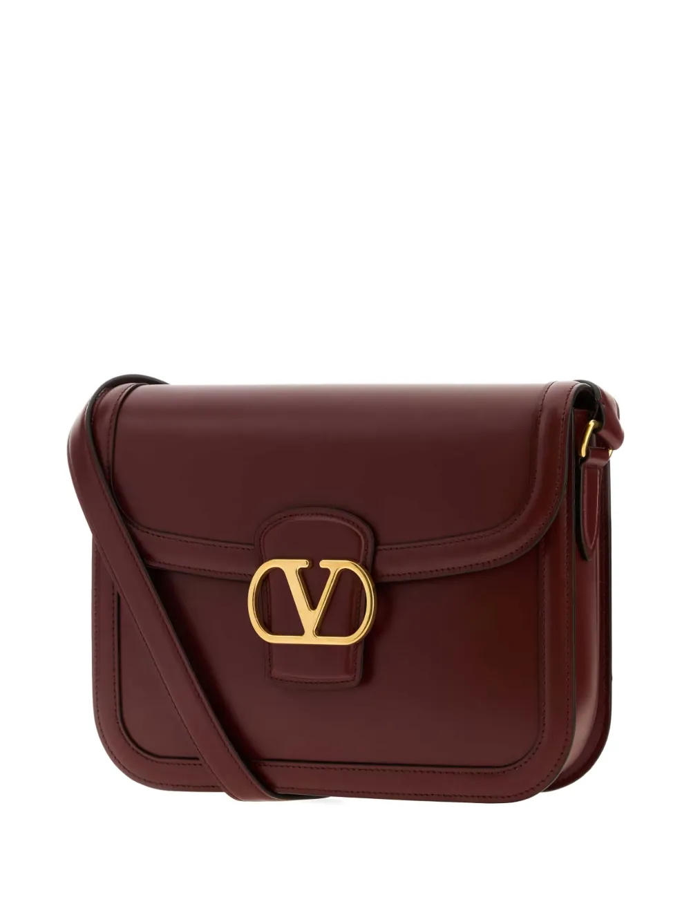 Valentino 9to5 Foldover Top Shoulder Bag In Burgundy