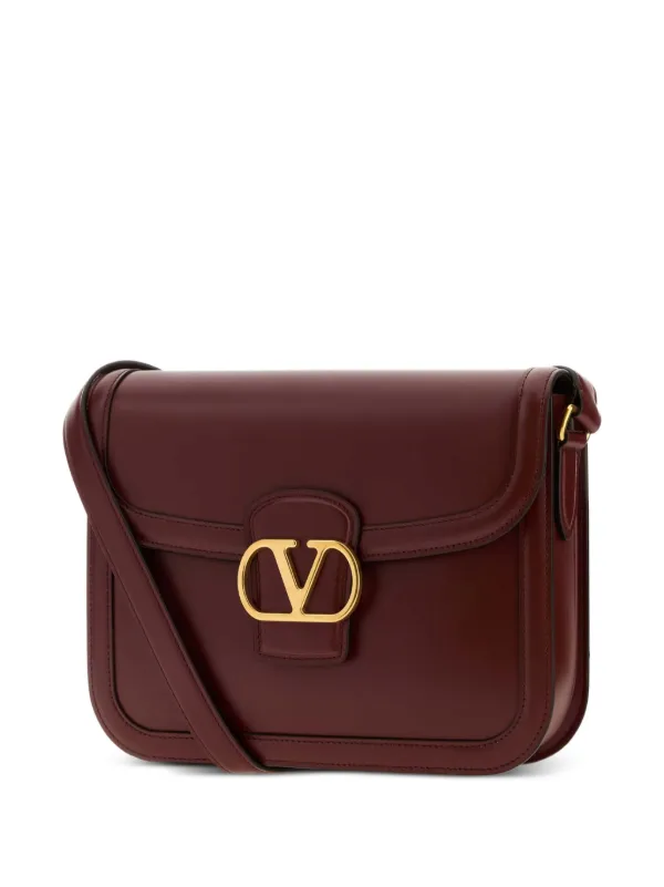 Valentino Garavani V-logo Signature Leather Shoulder Bag | Red