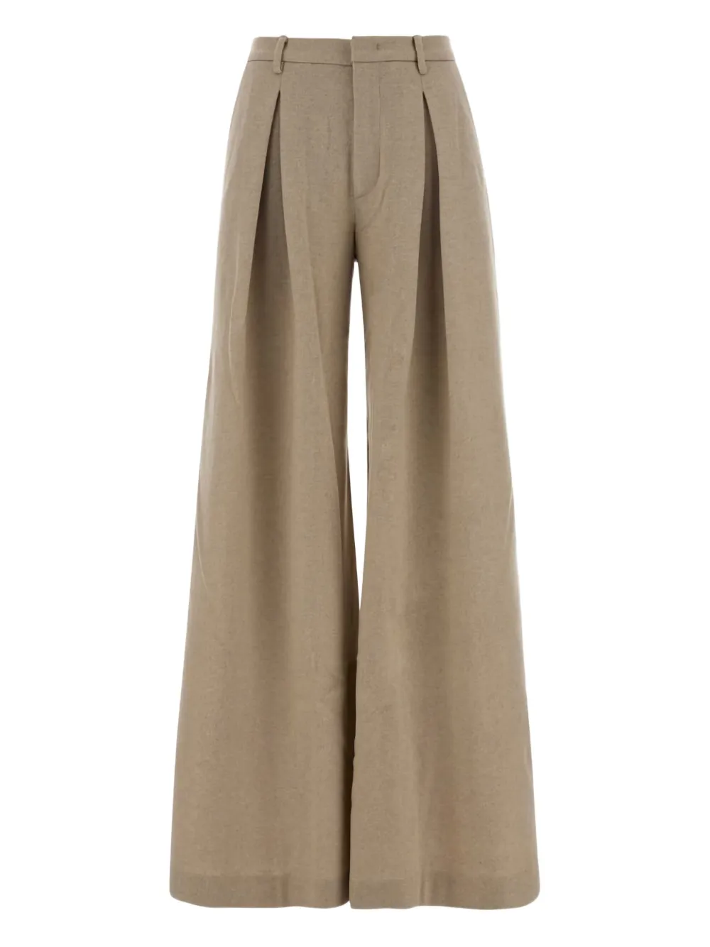 The Andamane Wide-leg Wool Trousers Featuring Pleats In Brown