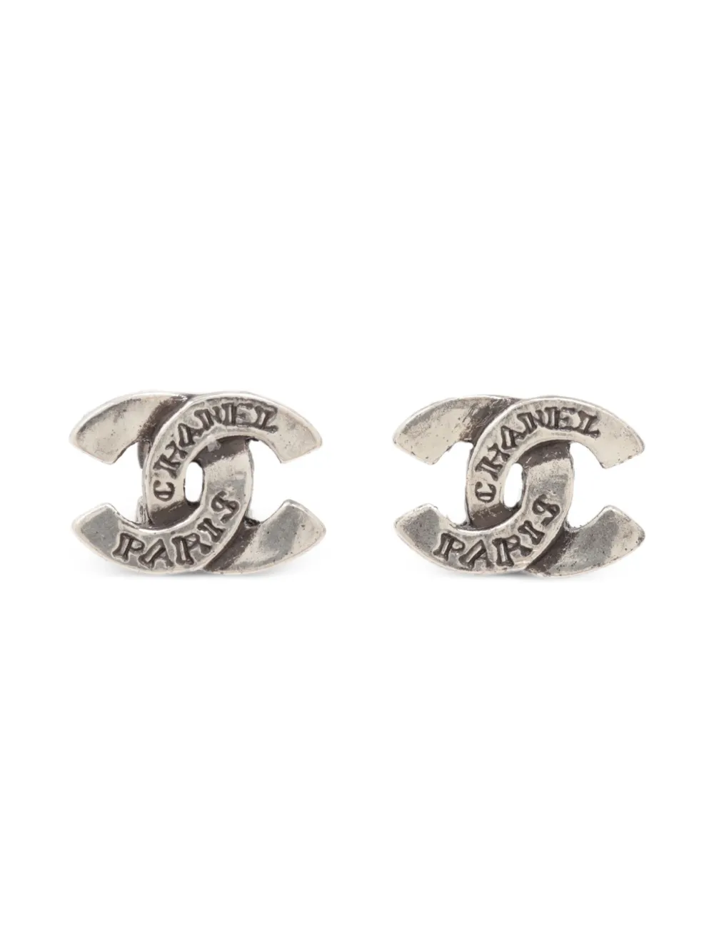 CHANEL Pre-Owned 1999 interlocking-CC clip-on earrings | Silver | Image 1