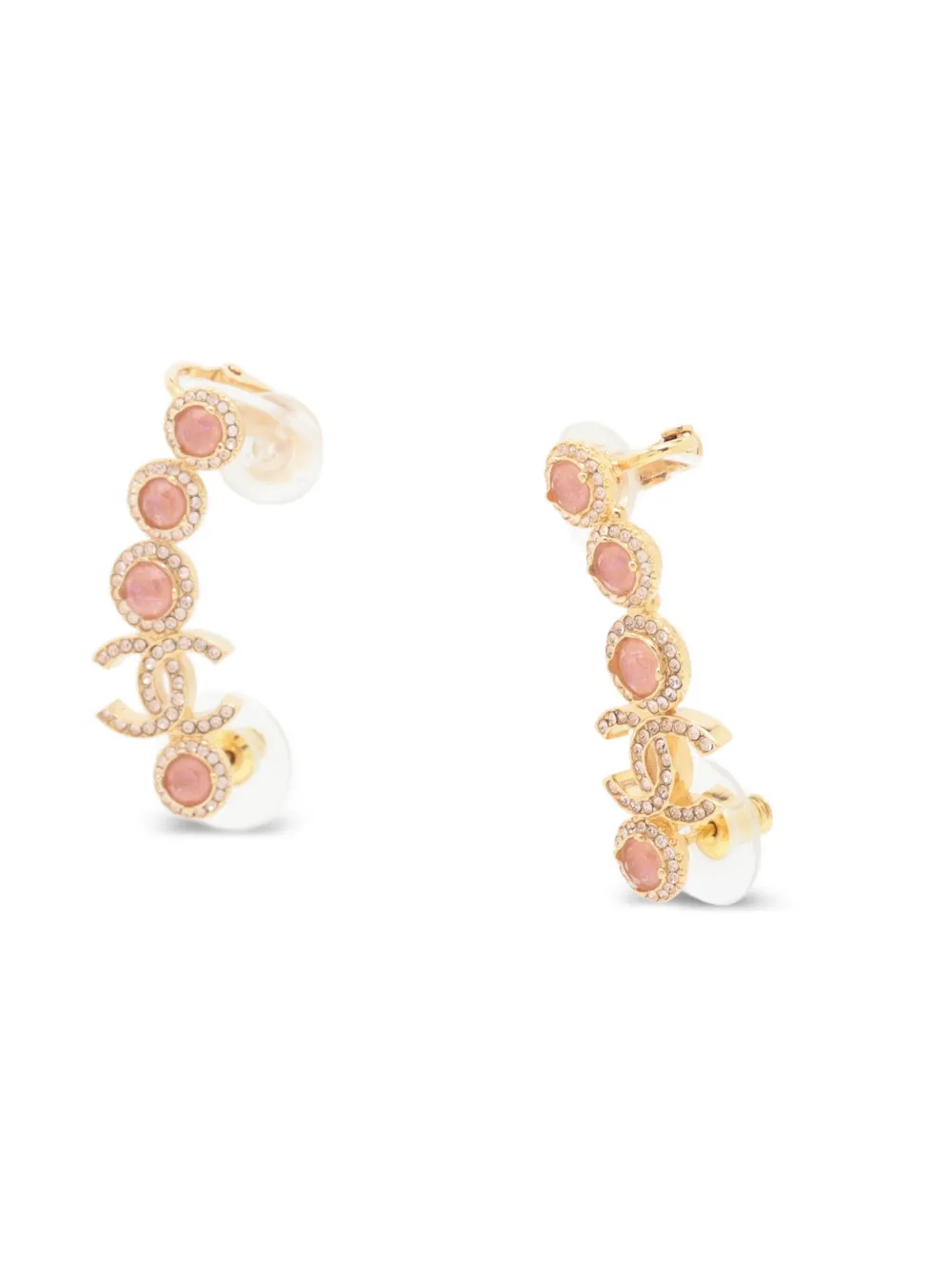 CHANEL Pre-Owned 2023 crystal-embellishment drop earrings | Gold | Image 1