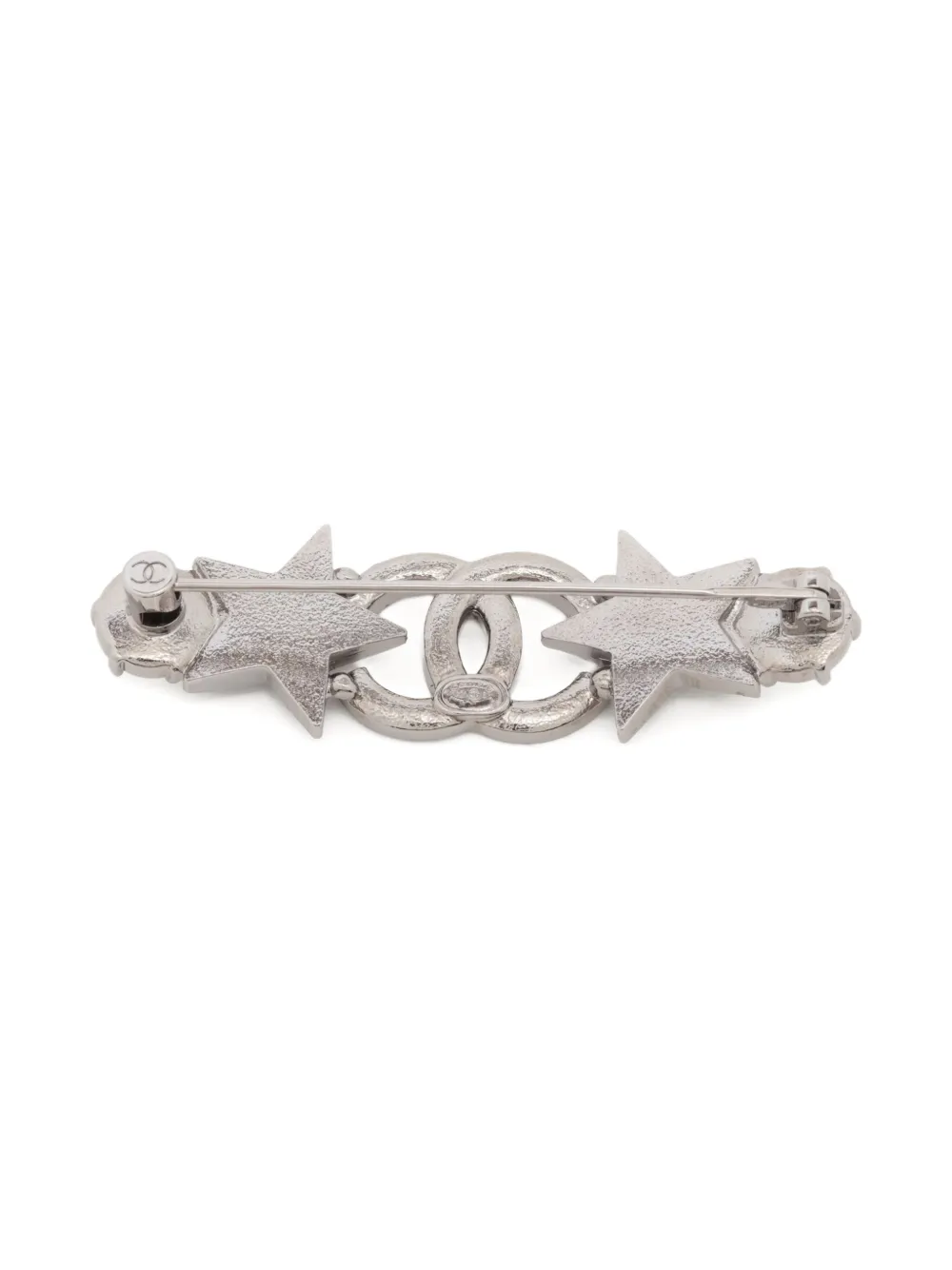 Pre-owned Chanel 2022 Cc Mark Star Brooch In Silver
