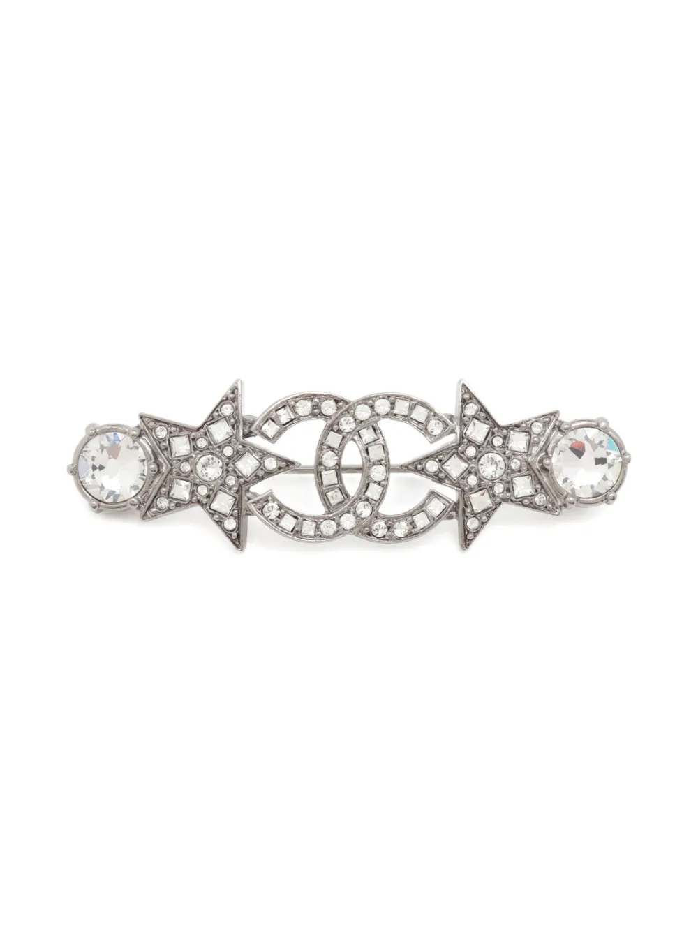 Pre-owned Chanel 2022 Cc Mark Star Brooch In Silver