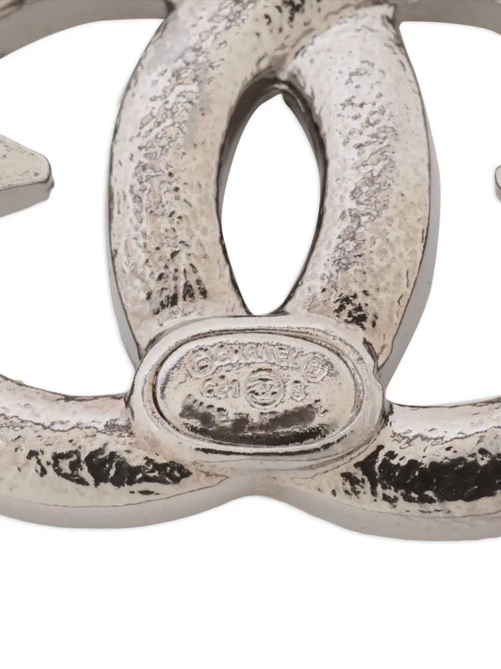 Pre-owned Chanel 2022 Cc Mark Star Brooch In Silver