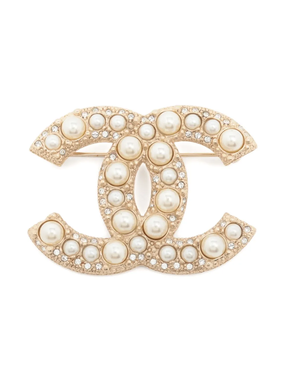 CHANEL Pre-Owned 2022 pearl-embellishment brooch | Gold | Image 1