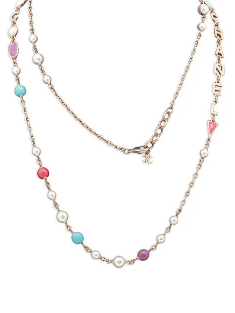 CHANEL Pre-Owned 2017 logo-detail pearl-embellishment necklace