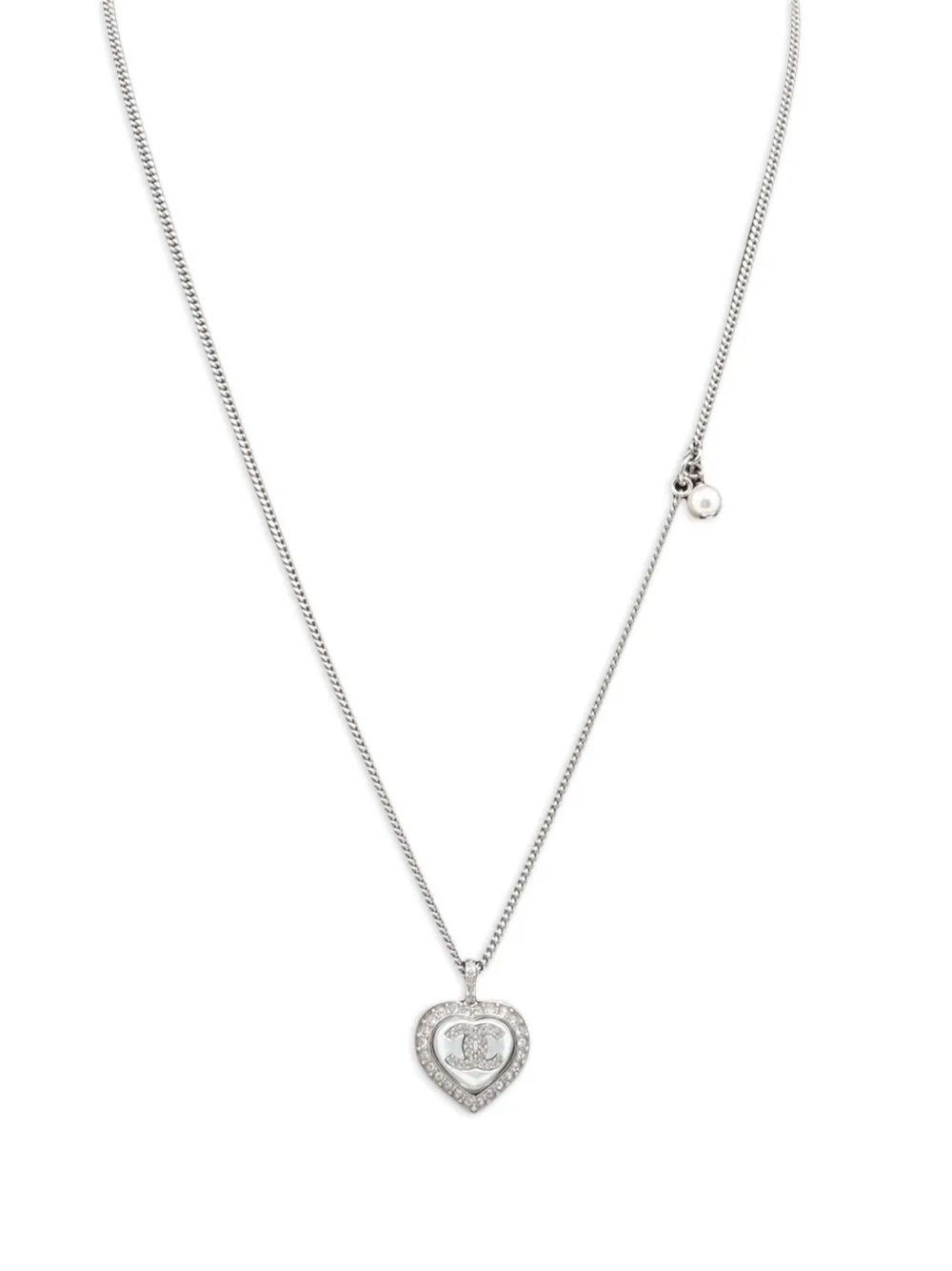 CHANEL Pre-Owned 2023 interlocking-CC crystal-embellishment necklace | Silver | Image 1
