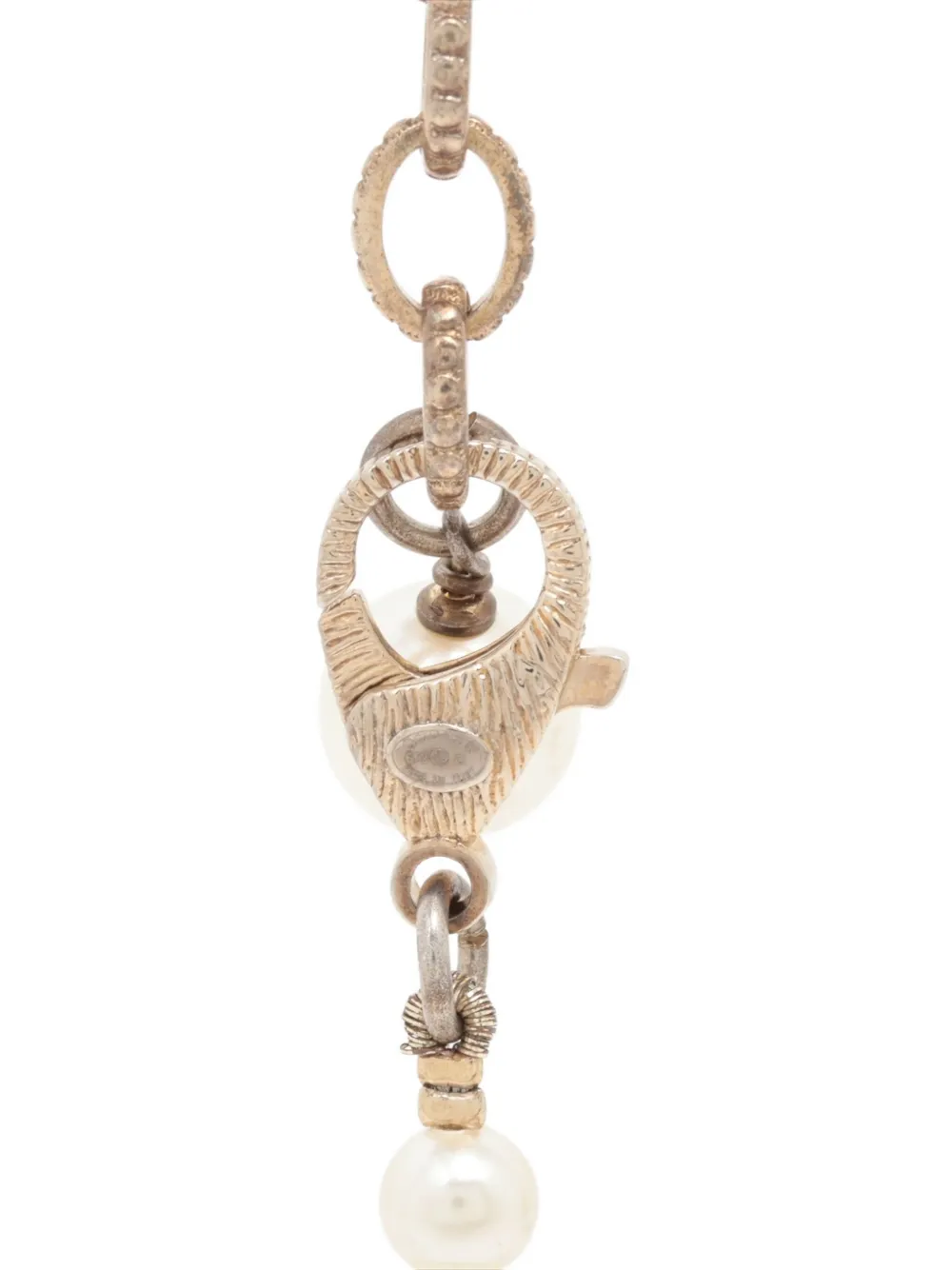 Pre-owned Chanel 2022 Interlocking-cc Pearl Necklace In Gold