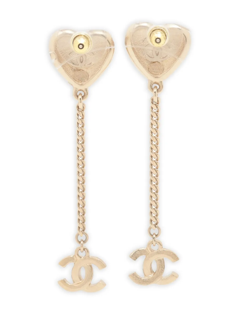 CHANEL Pre-Owned 2022 heart-shaped crystal-embellishment earrings | Image 2