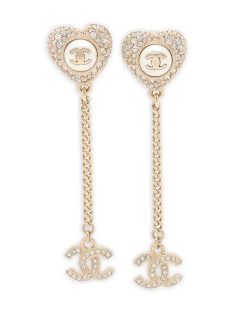 CHANEL Pre-Owned 2022 heart-shaped crystal-embellishment earrings