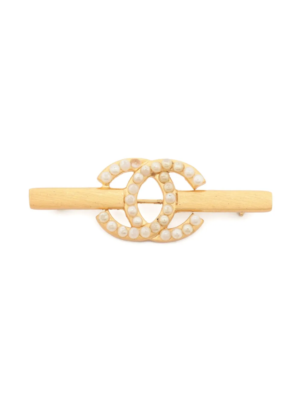 CHANEL Pre-Owned 2001 pearl-embellishment brooch | Gold | Image 1