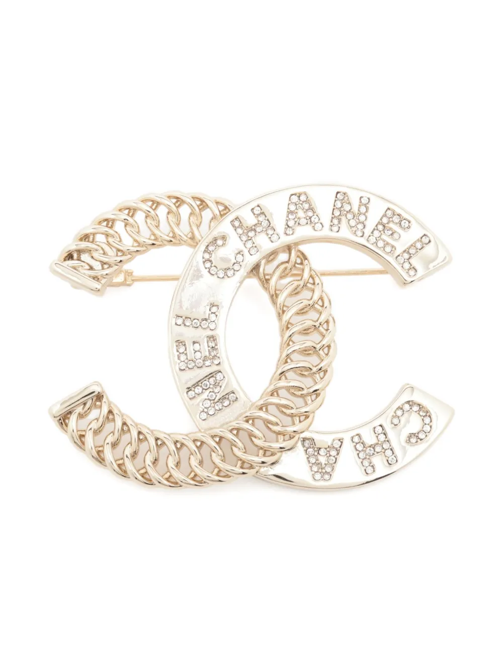 CHANEL Pre-Owned 2024 クリスタル ブローチ - ゴールドトーン CHANEL Pre-Owned 2024 クリスタル ブローチ - ゴールドトーン