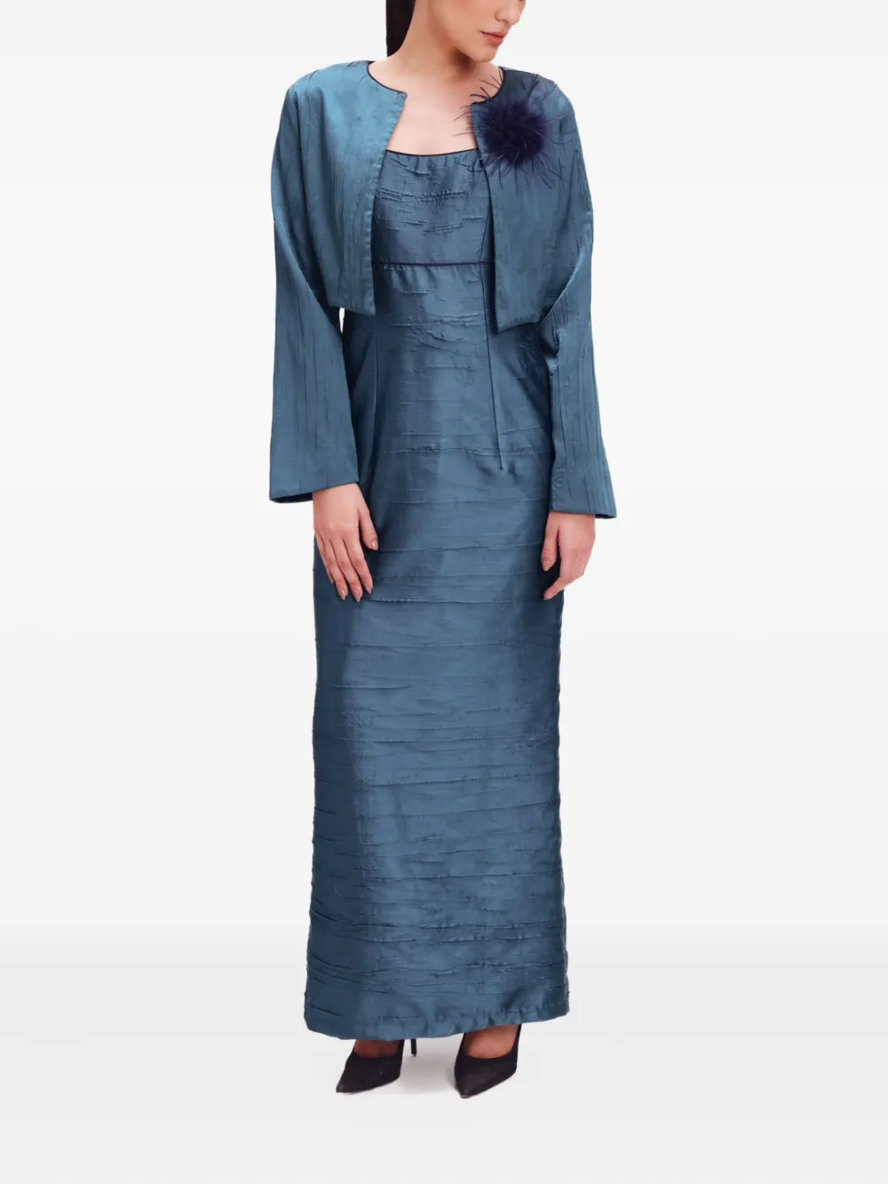 Baruni seam-detail maxi dress (set of two) - Blauw