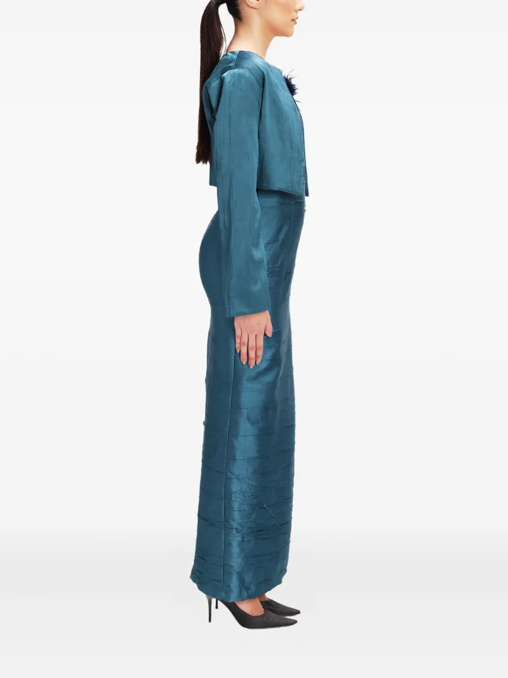 Baruni Seam-detail Maxi Dress (set Of Two) In Blue