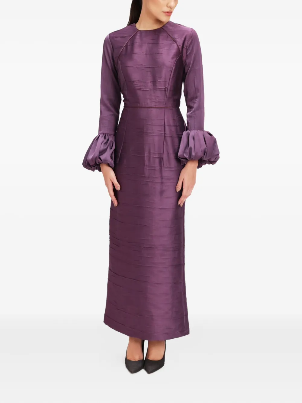 Baruni Talia ruffle-cuffs maxi dress - Paars