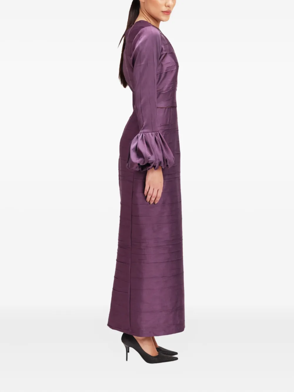 Baruni Talia Ruffle-cuffs Maxi Dress In Purple
