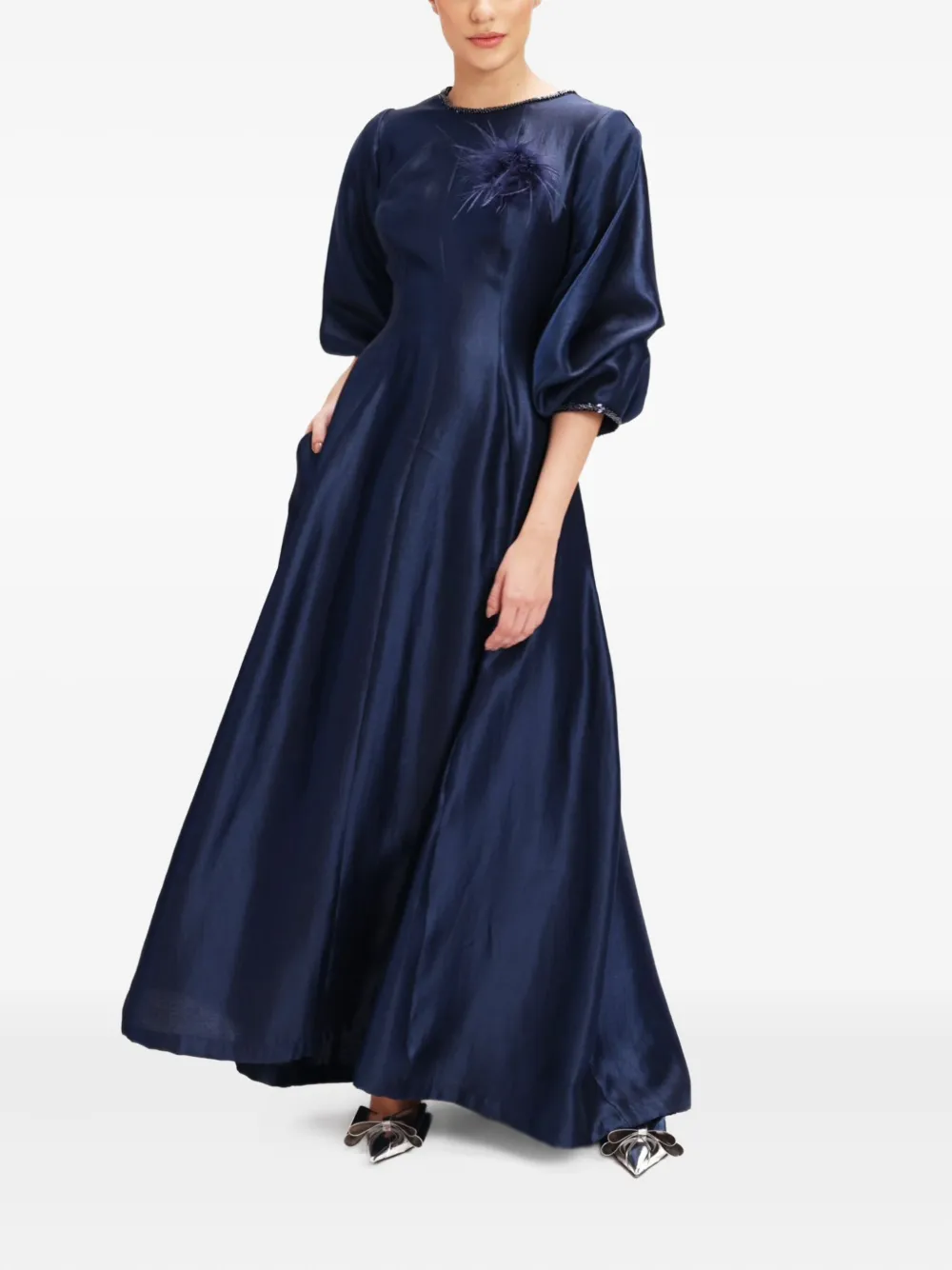 Baruni Rula embellished puff-sleeve dress | Blue | Image 1