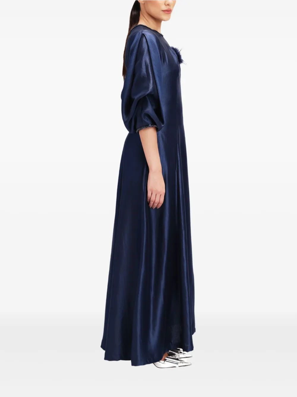 Baruni Rula embellished puff-sleeve dress - Blauw
