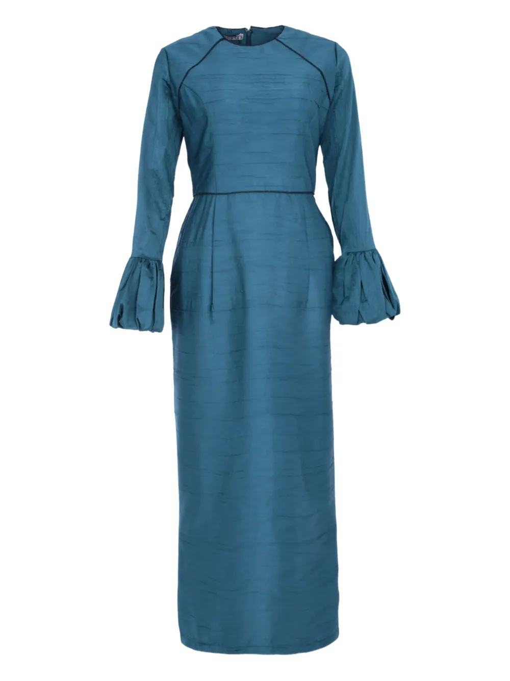 Baruni Talia Ruflle-cuffs Maxi Dress In Blue