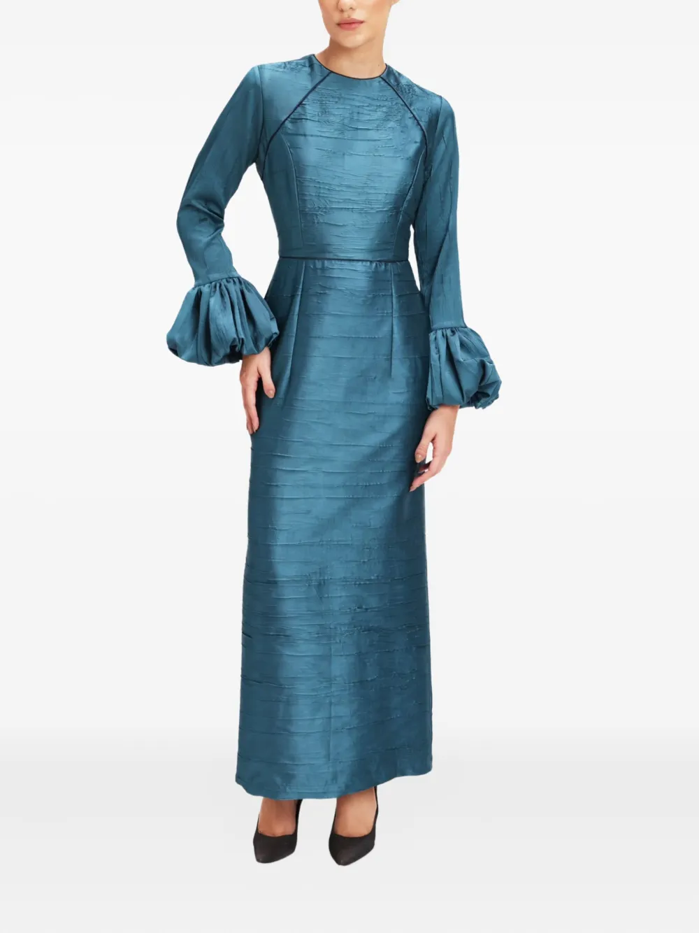 Baruni Talia ruflle-cuffs maxi dress - Blauw