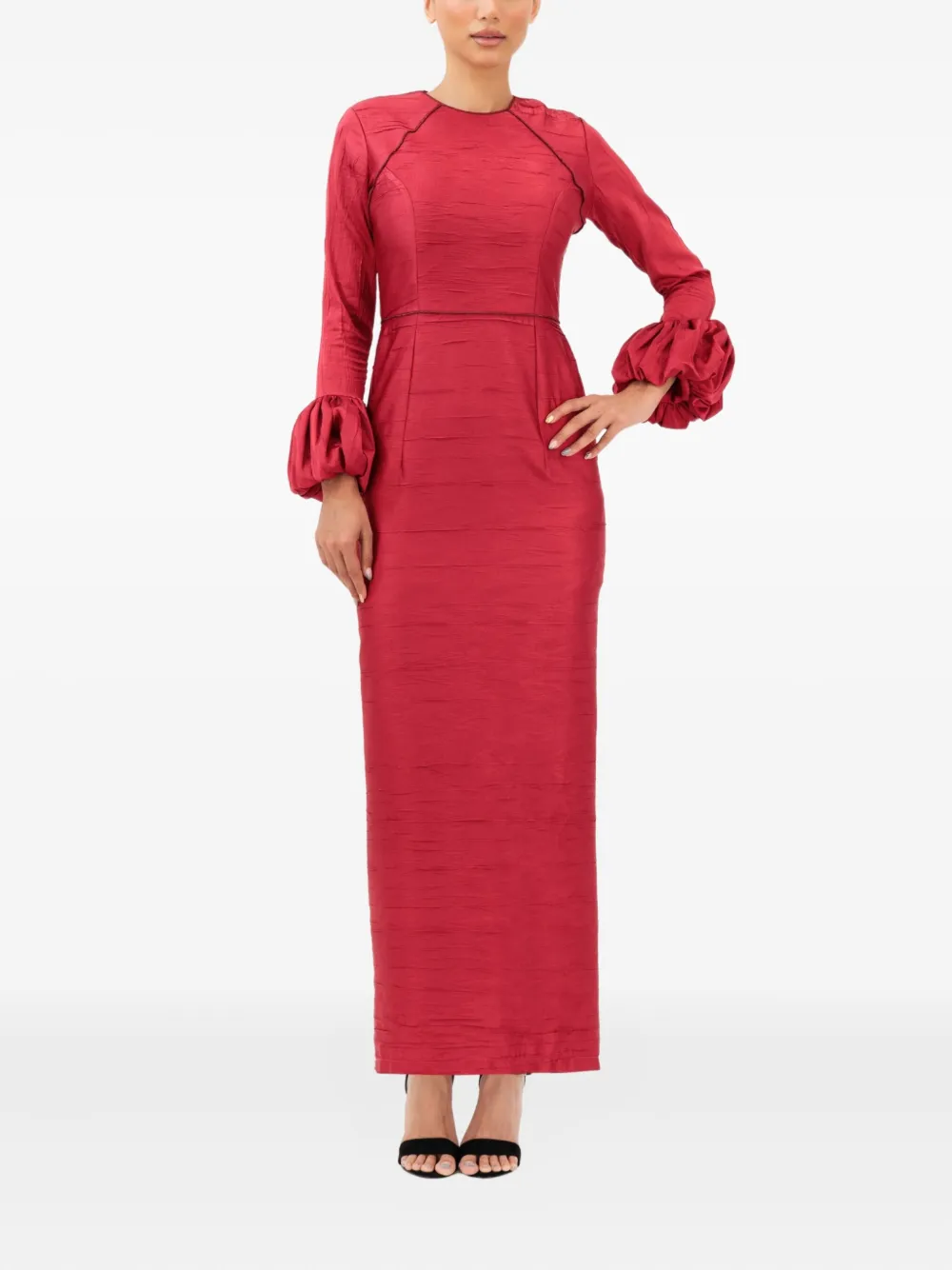 Baruni Talia ruflle-cuffs maxi dress - Rood