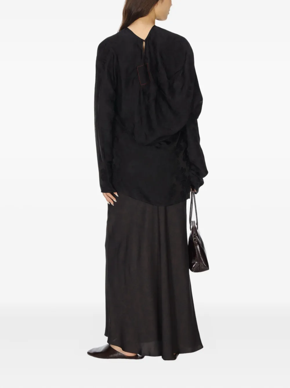 Uma Wang Draped Asymmetric Blouse In Black