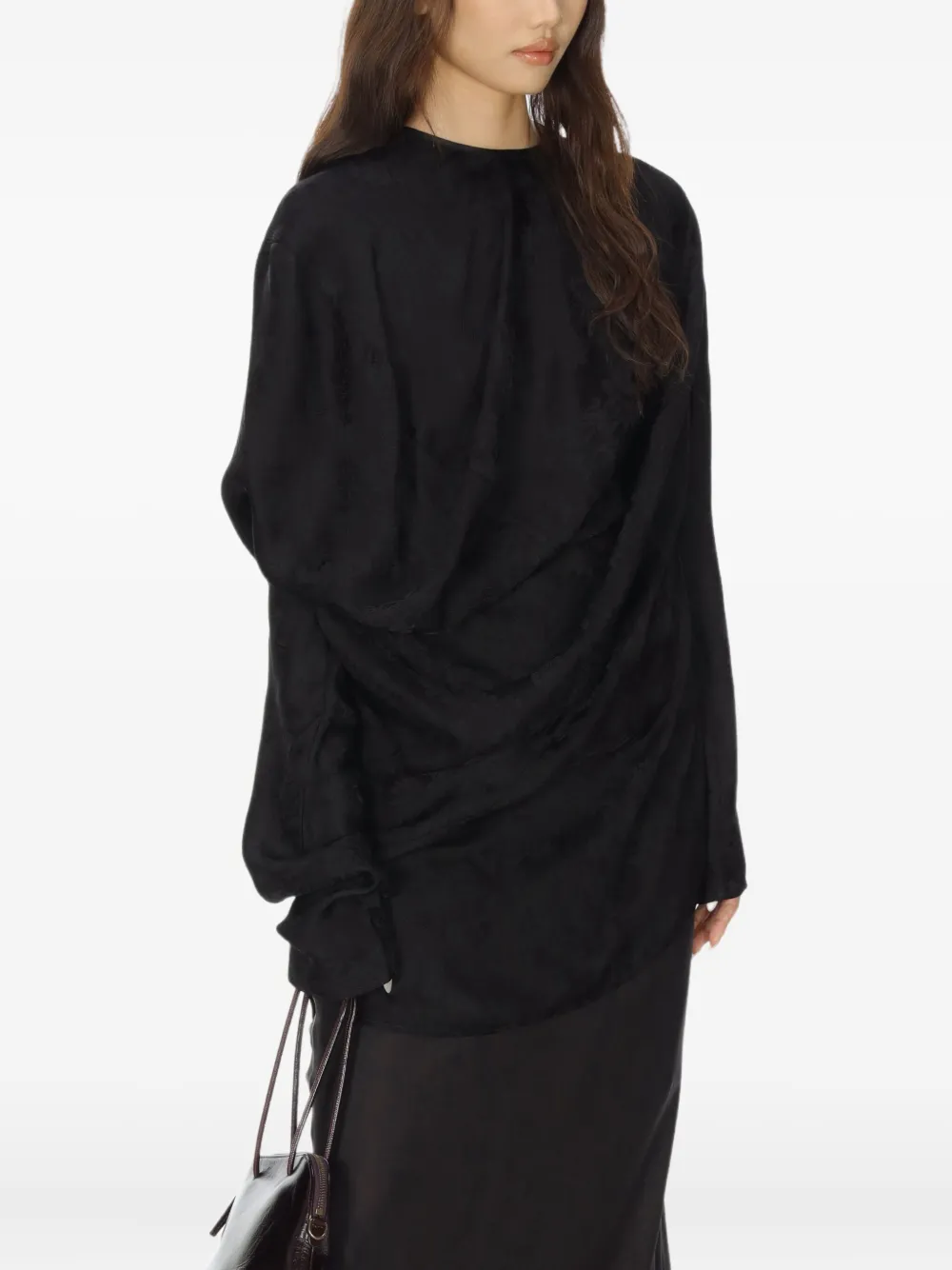 Uma Wang Draped Asymmetric Blouse In Black