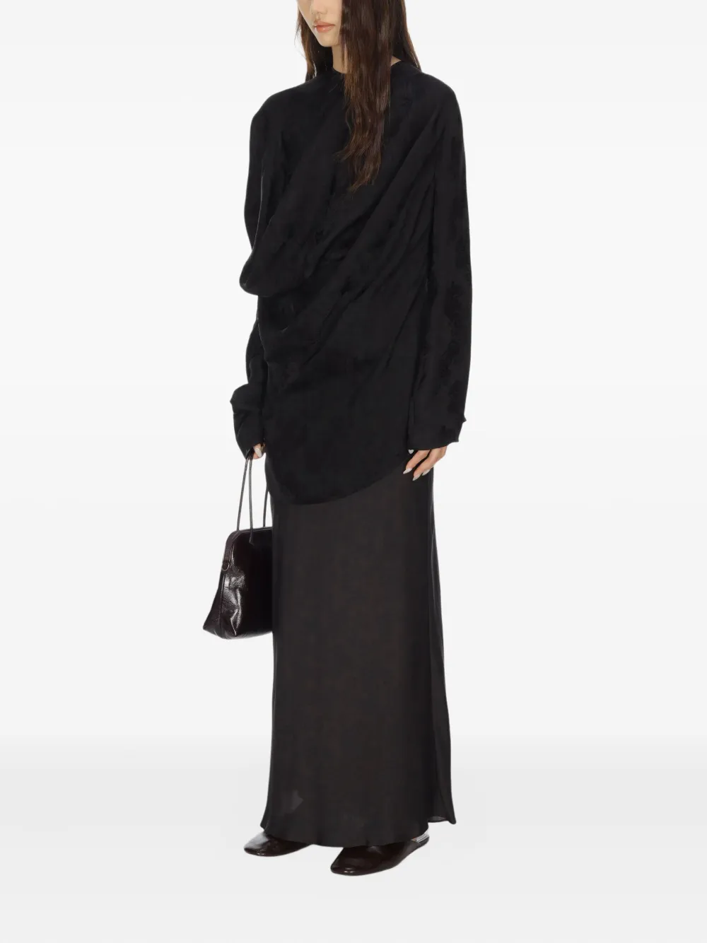 Uma Wang Draped Asymmetric Blouse In Black