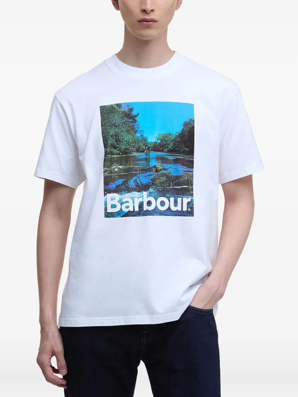 Barbour Landscape-print T-shirt In White