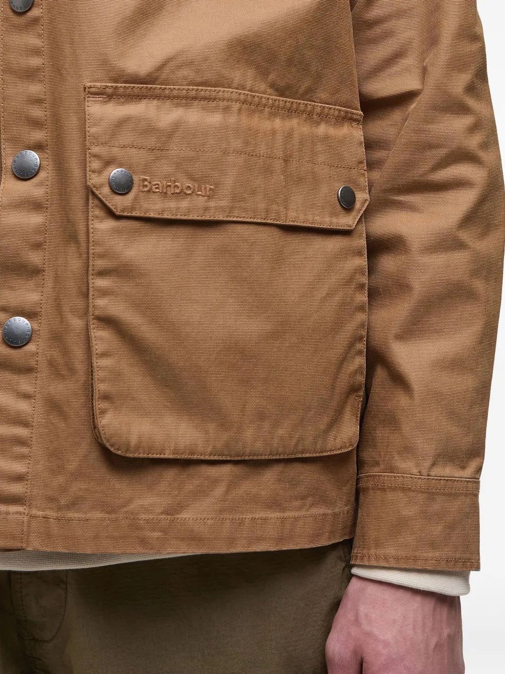 Barbour Button-fastening Multi-pocket Overshirt In Brown